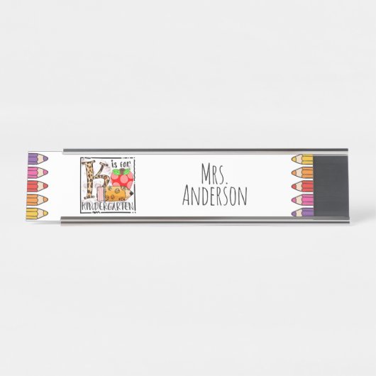 Kindergarten leraar bureau naambordje (Voorkant)