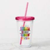 Kindergarten Leraar Colorful Crayons Persoonlijk Acryl Drinkbeker (Achterkant)