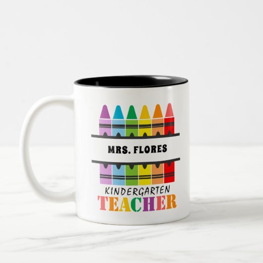 Kindergarten Leraar Colorful Crayons Persoonlijk Tweekleurige Koffiemok (Links)