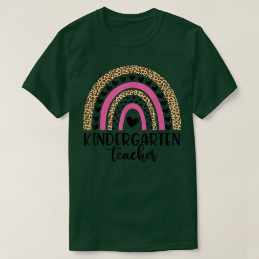 Kindergarten leraar Funny Leopard-regenboog T-shirt (Design voorkant)