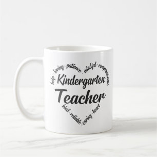 Kindergarten leraar hart Word Cloud Koffiemok