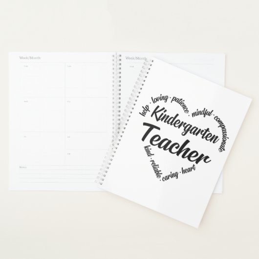 Kindergarten leraar hart Word Cloud Planner (Display)