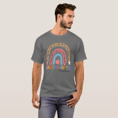 Kindergarten leraar leopard regenboogschieten t-shirt (Voorkant volledig)