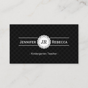 Kindergarten Leraar - Modern Monogram Black Visitekaartje