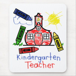 Kindergarten Leraar Mousepad - School & Crayons Muismat