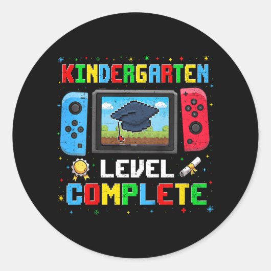 Kindergarten Level Complete Last Day Of School Gra Ronde Sticker (Voorkant)