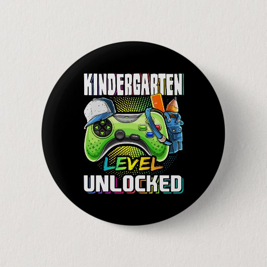 Kindergarten Level Unlocked Video Game Ck To Schoo Ronde Button 5,7 Cm (Voorkant)