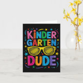 Kindergarten Man Funny First Day Terug naar school Kaart (Gele Bloem)