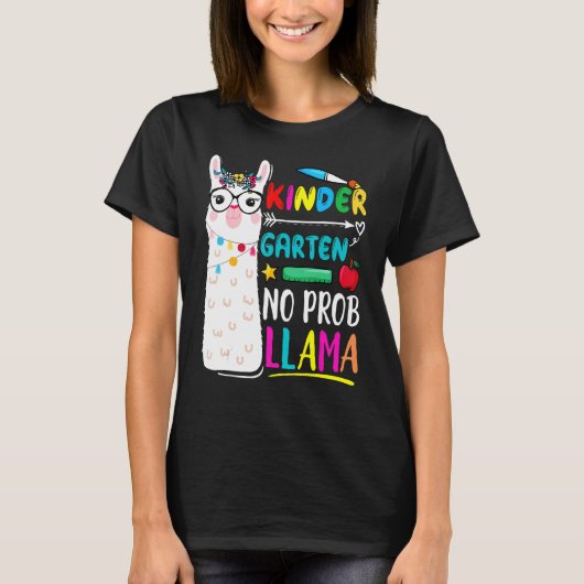 Kindergarten No Prob Llama Teacher Back To School T-shirt (Voorkant)