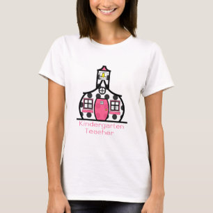 Kindergarten Onderwijser Polka Dot Schoolhouse T-shirt