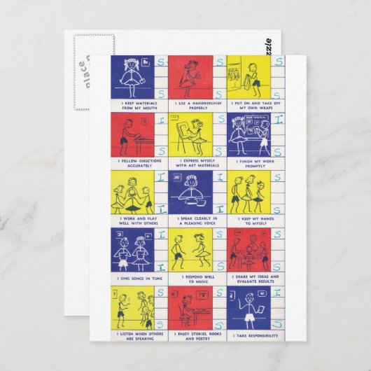 Kindergarten-rapportkaart Briefkaart (Voorkant / Achterkant)