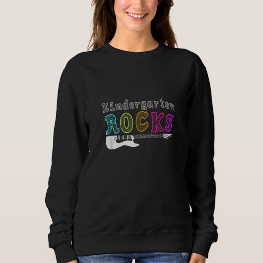 Kindergarten Rocks With Guitar Back To School Stud Trui (Voorkant)