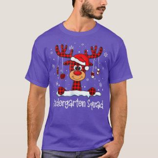 Kindergarten Squad geruite rendier Kerstman hoed L T-shirt