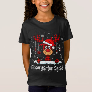 Kindergarten Squad Pset Reindeer Santa Hat Teache T-shirt