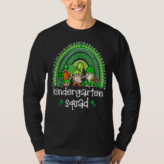 Kindergarten Squad Rainbow Gnome Happy St Patricks T-shirt (Voorkant)