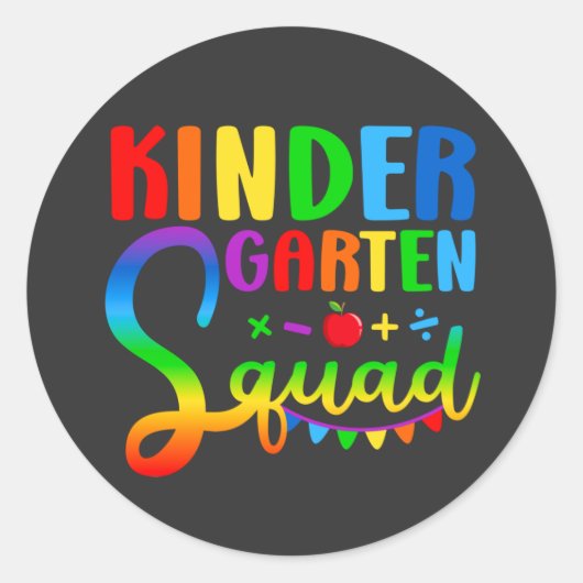 Kindergarten Squad Terug naar school Ronde Sticker (Voorkant)