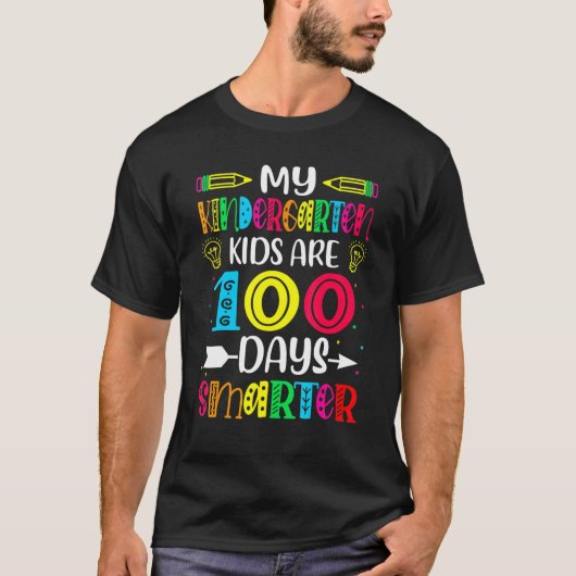 Kindergarten Teacher 100 Days Smarter 100th Day Of T-shirt (Voorkant)