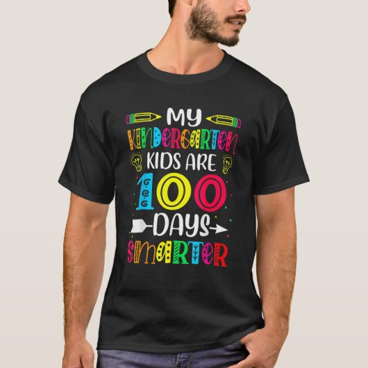 Kindergarten Teacher 100 Days Smarter 100th Day Of T-shirt (Voorkant)