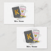 Kindergarten Teacher Black Preppy Notitieboek Coff Notitiekaartje (Voorkant / Achterkant)