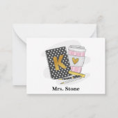 Kindergarten Teacher Black Preppy Notitieboek Coff Notitiekaartje (Achterkant)