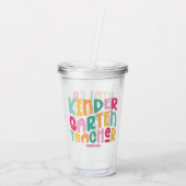 Kindergarten Teacher | Colorful Typography Acryl Drinkbeker (Achterkant)