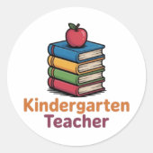 Kindergarten Teacher Cute Books Apple Sticker Teac (Voorkant)
