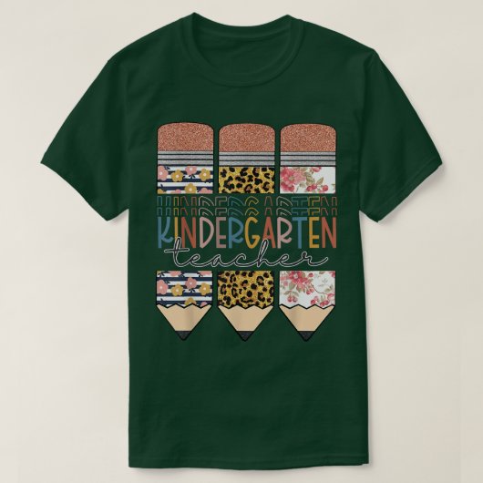 Kindergarten Teacher Funny Leopard Pencil Back To T-shirt (Design voorkant)