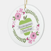 Kindergarten Teacher Green Apple Floral Wreath Keramisch Ornament (Links)