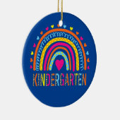 Kindergarten Teacher Leopard Rainbow Back To Keramisch Ornament (Rechts)