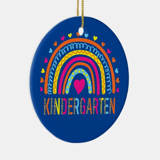 Kindergarten Teacher Leopard Rainbow Back To Keramisch Ornament (Rechts)