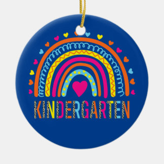 Kindergarten Teacher Leopard Rainbow Back To Keramisch Ornament