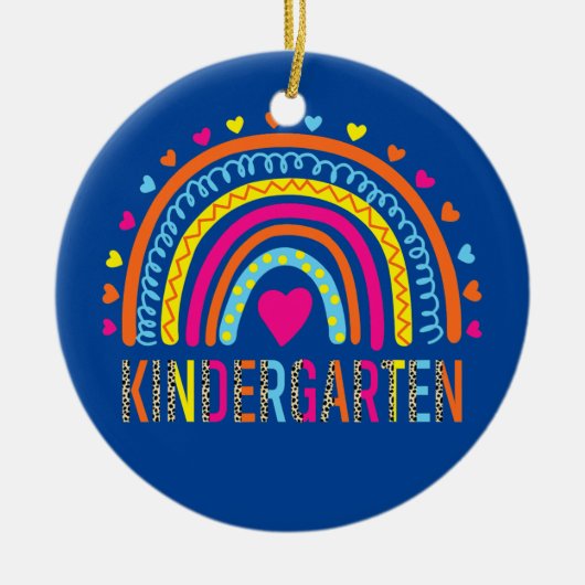 Kindergarten Teacher Leopard Rainbow Back To Keramisch Ornament (Voorkant)