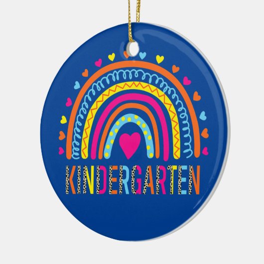 Kindergarten Teacher Leopard Rainbow Back To Keramisch Ornament (Links)