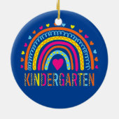 Kindergarten Teacher Leopard Rainbow Back To Keramisch Ornament (Achterkant)