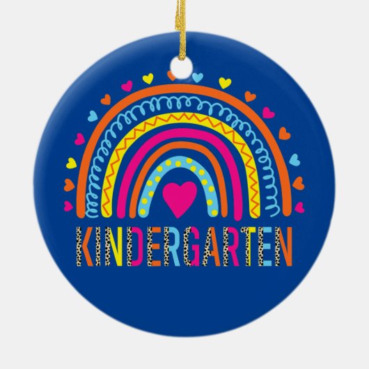 Kindergarten Teacher Leopard Rainbow Back To Keramisch Ornament (Achterkant)