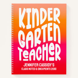 Kindergarten Teacher Orange Red Ombre Notitieboek