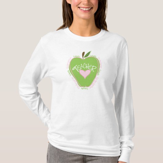 Kindergarten Teacher Pink en Green Apple T-shirt (Voorkant)