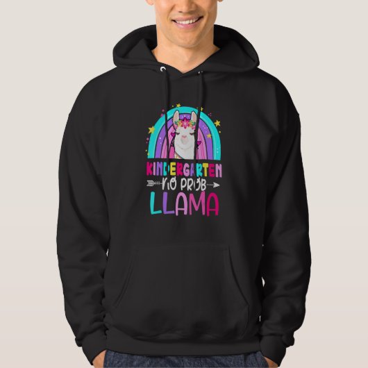 Kindergarten Teacher Rainbow No Prob Llama 100th D Hoodie (Voorkant)