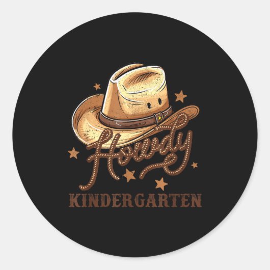 Kindergarten Teacher Rodeo Cowboy Western Howdy Ki Ronde Sticker (Voorkant)
