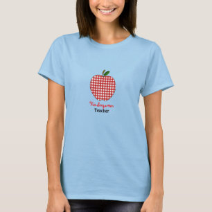 Kindergarten Teacher Shirt - Red Gingham Apple