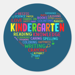 Kindergarten Team Heart Terug naar school Leraar Ronde Sticker