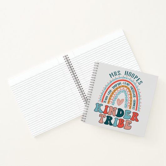 Kindergarten Tribe Boho Rainbow Heart gepersonalis Notitieboek (Binnen)