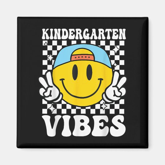 Kindergarten Vibes Retro Groovy Terug naar School Magneet (Voorkant)