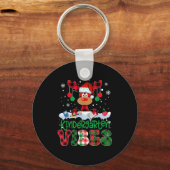 Kindergarten Vibes Teacher Buffalo Plaid Reindeer  Sleutelhanger (Voorkant)