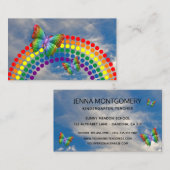 Kindergarter leraar Polka Dot regenboogvlinder Visitekaartje (Voorkant / Achterkant)