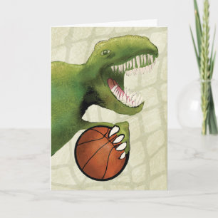 Kindergeboortedag Dinosaur met Basketball Kaart