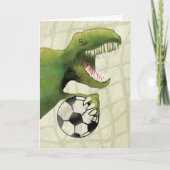 Kindergeboortedag Dinosaur met Voetbal Kaart (Voorkant)