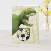 Kindergeboortedag Dinosaur met Voetbal Kaart (Gele Bloem)