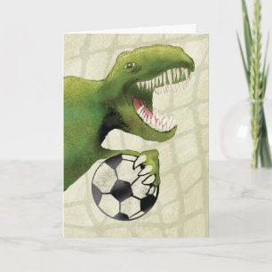Kindergeboortedag Dinosaur met Voetbal Kaart
