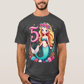 Kindergeburtstag 5 Meerjungfrau Mdchen FNF 5 Jahre T-shirt